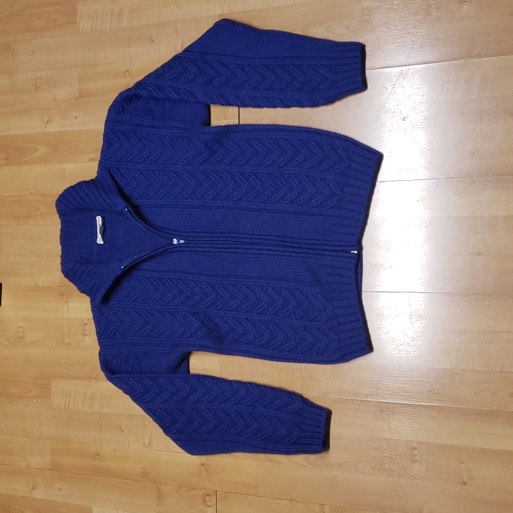 Fisherman 100%WOOL front zip cardigan Sweater, thick for winter